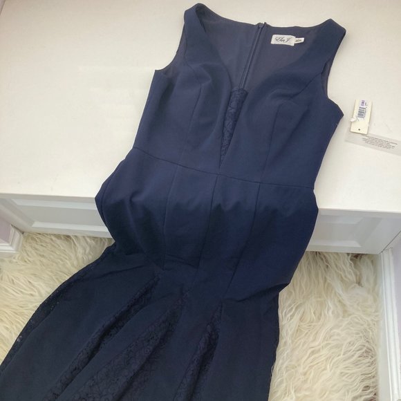 ELIZA J LACE TRIM V-NECK FORMAL DRESS - Picture 6 of 10